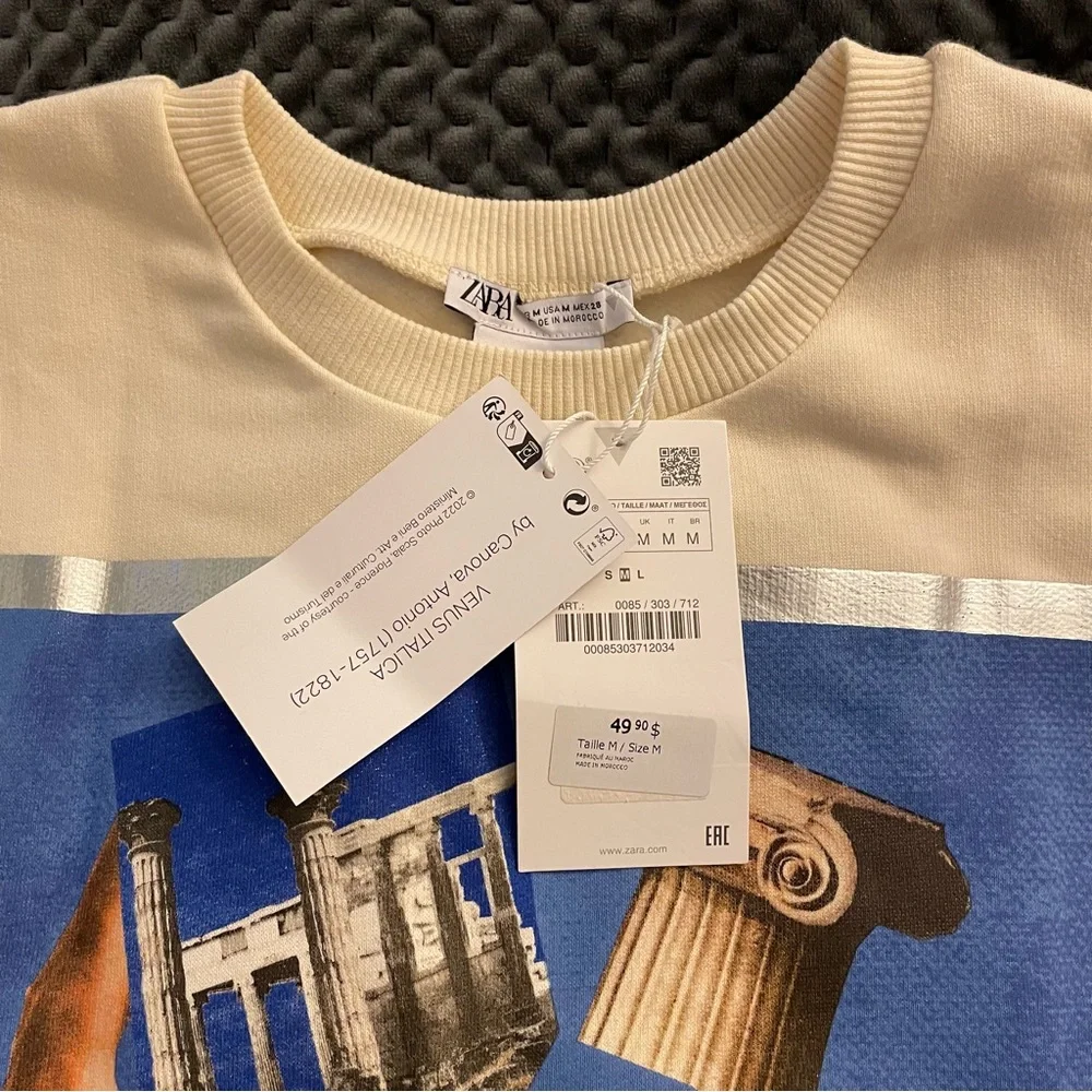 NWT Zara Venus Italica Sweatshirt.  Size M - Picture 4 of 8